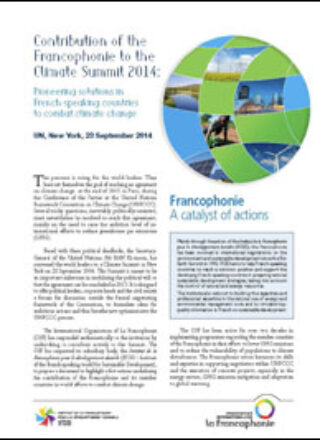 Contribution of the Francophonie to the Climate Summit 2014 – Summary