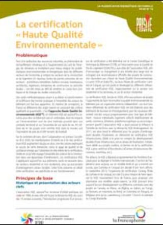 Fiche technique PRISME – La certification « Haute Qualité Environnementale » – 2014