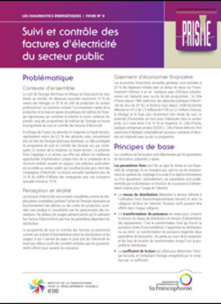 Fiche technique PRISME – Suivi et contrôle des factures d’électricité du secteur public – 2015