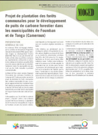 Fiche technique MOGED – Projet de plantation des forêts communales pour le développement de puits de carbone forestier dans les municipalités de Foumban et de Tonga (Cameroun) – 2015