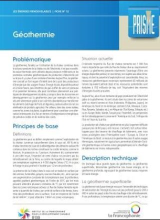Fiche technique PRISME – Géothermie – 2016