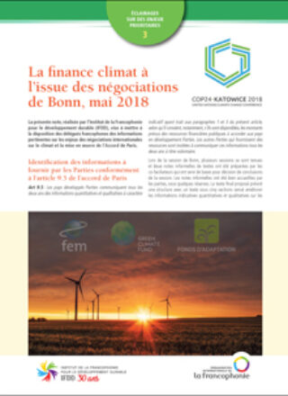 La finance climat à l’issue des négociations de Bonn, mai 2018 – 2018