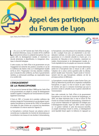 Appel des participants du Forum de Lyon