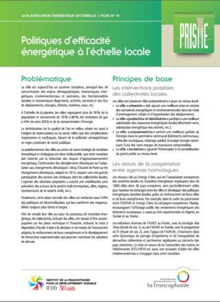 Fiche technique PRISME – Politiques d’efficacité énergétique à l’échelle locale – 2018
