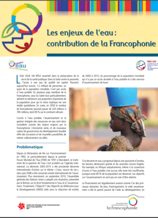 Les enjeux de l&rsquo;eau : contribution de la Francophonie