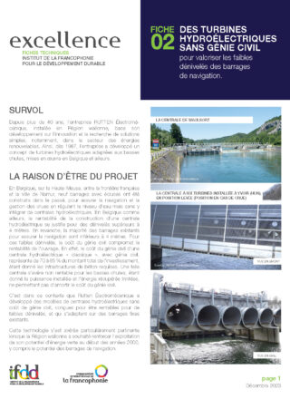 Fiche Excellence no2 <br>DES TURBINES HYDROÉLECTRIQUES<br>SANS GÉNIE CIVIL