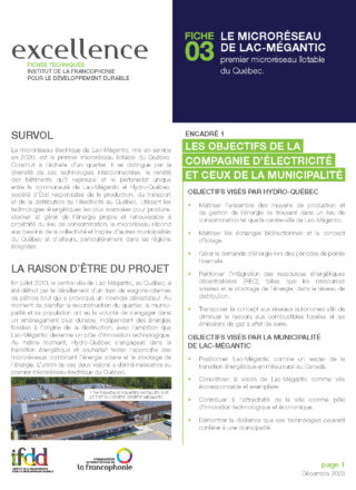 Fiche Excellence no3<br>LE MICRORÉSEAU DE <br>LAC-MÉGANTIC