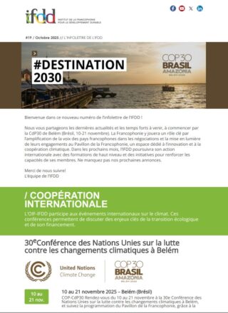 Infolettre de l’IFDD – No19